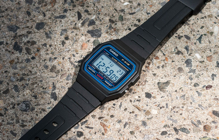 CASIO G Shock Waterproof Unisex Mens Black Digital F-91W-1