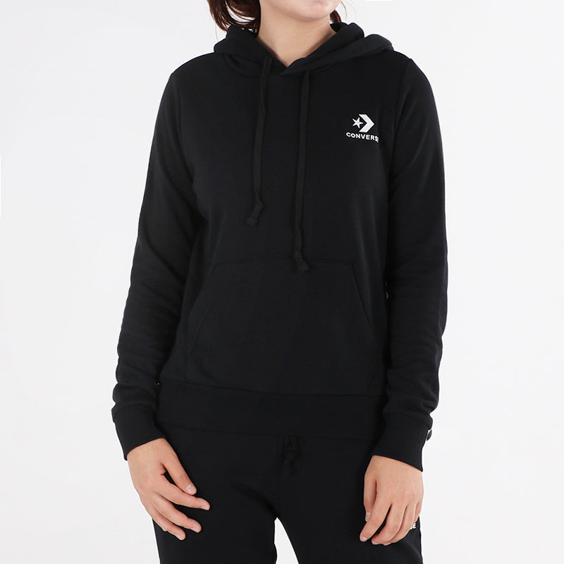 (WMNS) Converse Star Chevron Embroidered Pullover Hoodie Asia Sizing 'Black' 10008923-A01