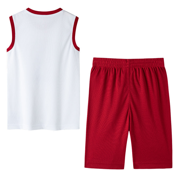 (PS) Air Jordan HBR DNA Muscle Tee and Short Set 'White Red' JD2122027PS-002