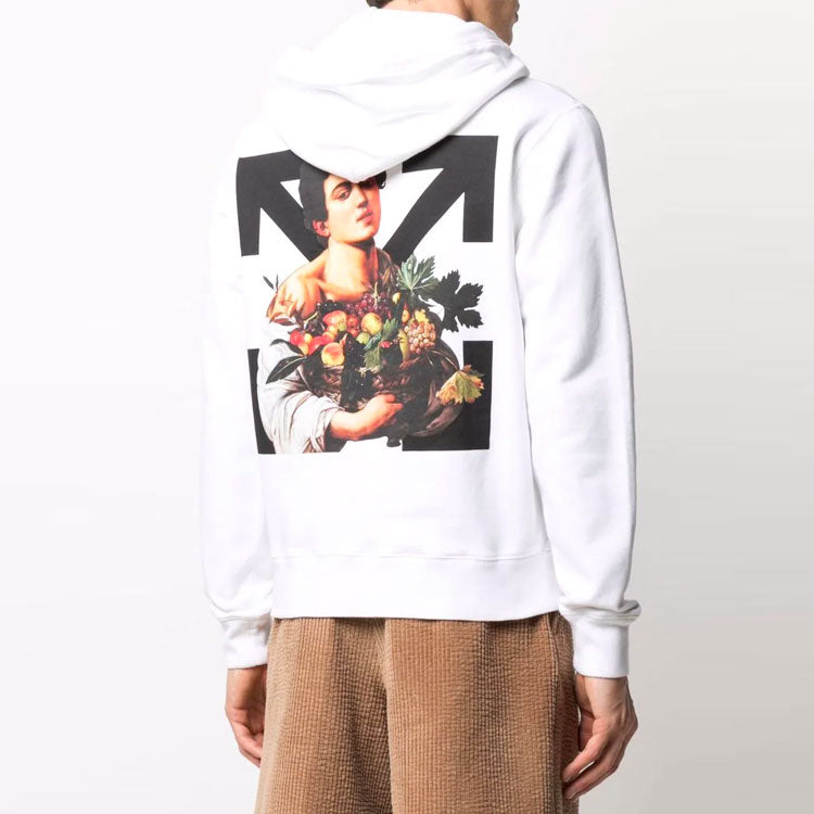 Off-White SS21 Caravaggio Boy Logo Printing Lacing Loose Fit White OMBB074S21FLE0020110