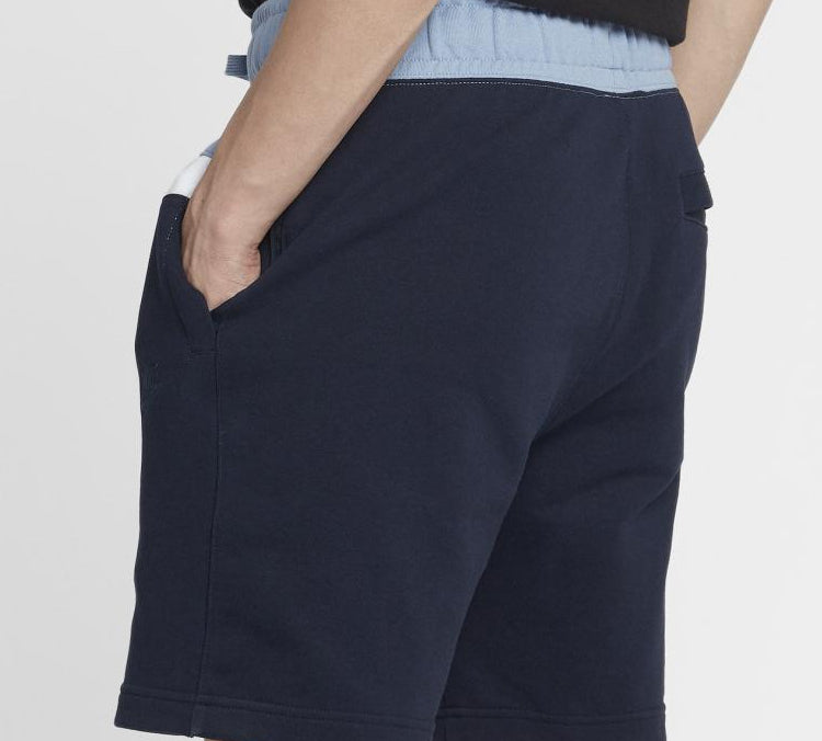 Nike Sportswear French Terry Colorblock Drawstring Sports Shorts Obsidian Color 'Black White Grayblue' AR3162-438