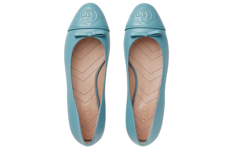 (WMNS) Gucci Ballet Flat With Double G Leather 'Sweet Blue' 680878-BKO60-4514