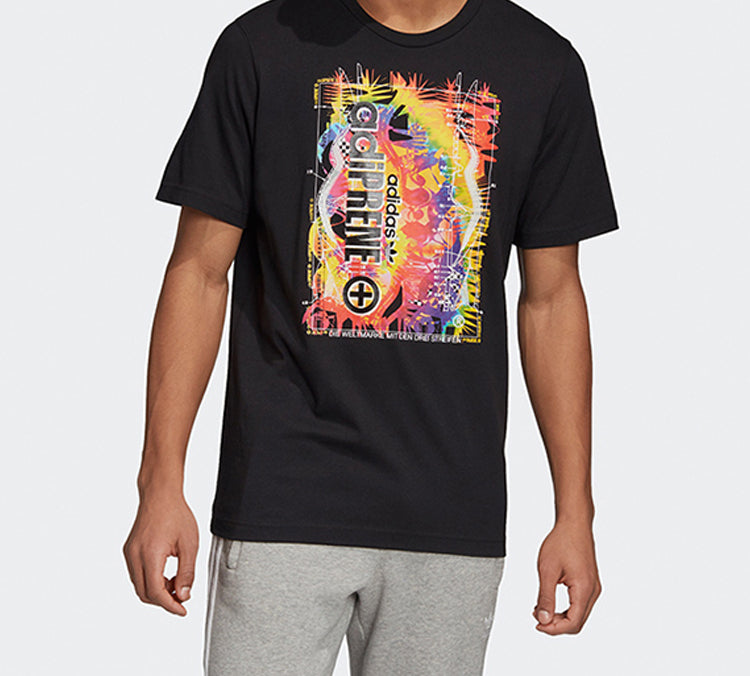 adidas originals Adiprene Retro Printing Sports Short Sleeve Black GD5996