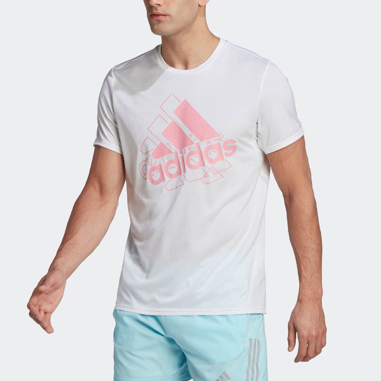 Men's adidas Logo Printing Round Neck Short Sleeve White T-Shirt HM3830