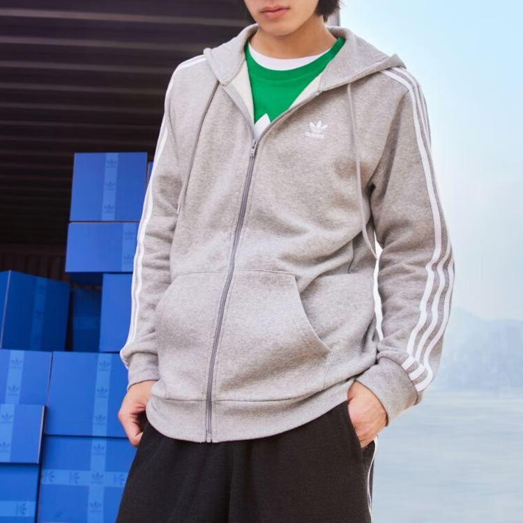 adidas originals 3-Stripe Zip 3 Zipper Jacket Gray ED5969