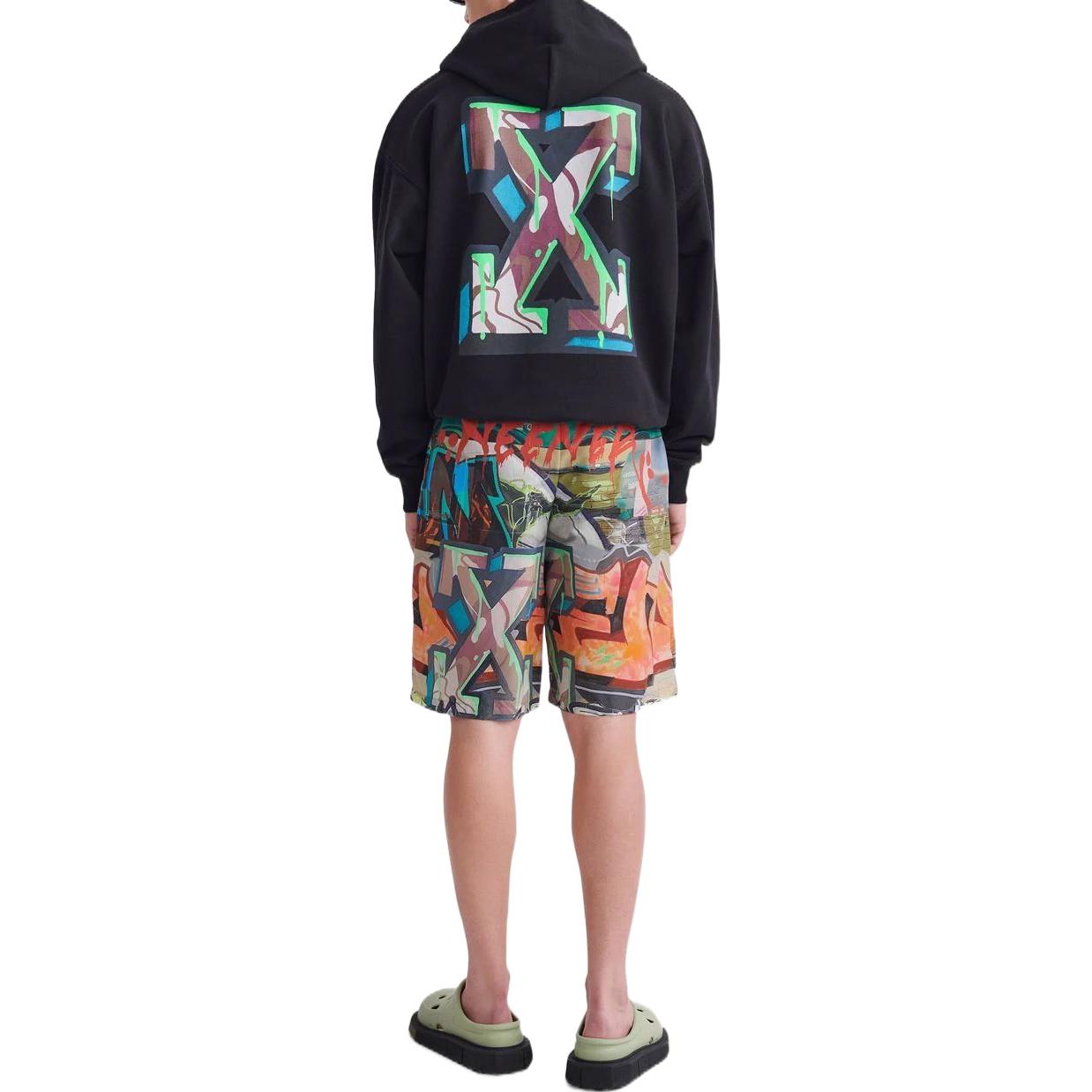 Off-White SS22 Graffiti Full Print Printing Shorts Ordinary Version Multi-Color OMCB067S22FAB0028400