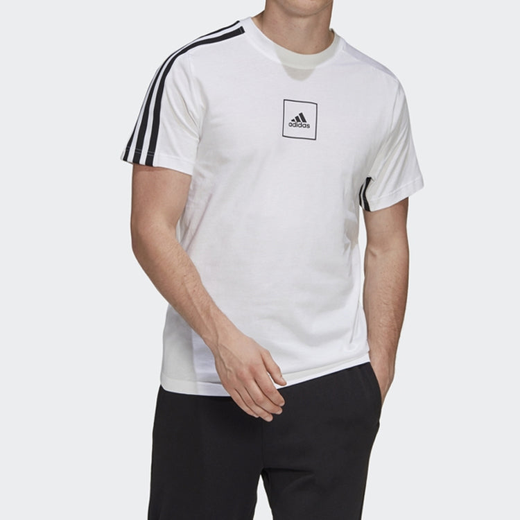 adidas M 3S Tape Tee Sports Round Neck Short Sleeve White FL3605