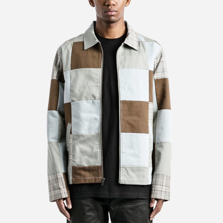 Men's Stussy Patchwork zip Jacket Zipper Plaid 115521