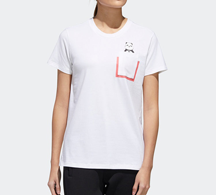 (WMNS) adidas Panda Pocket Tee Sports Stylish Short Sleeve White GL5645
