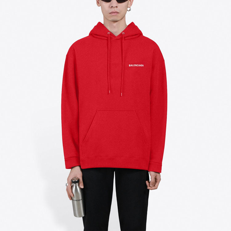 Men's Balenciaga FW21 Loose Logo hooded Long Sleeves Red 600583TIV846540
