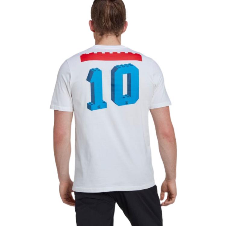 Men's adidas Numeric Printing Round Neck Short Sleeve Japanese Version White T-Shirt HG1990