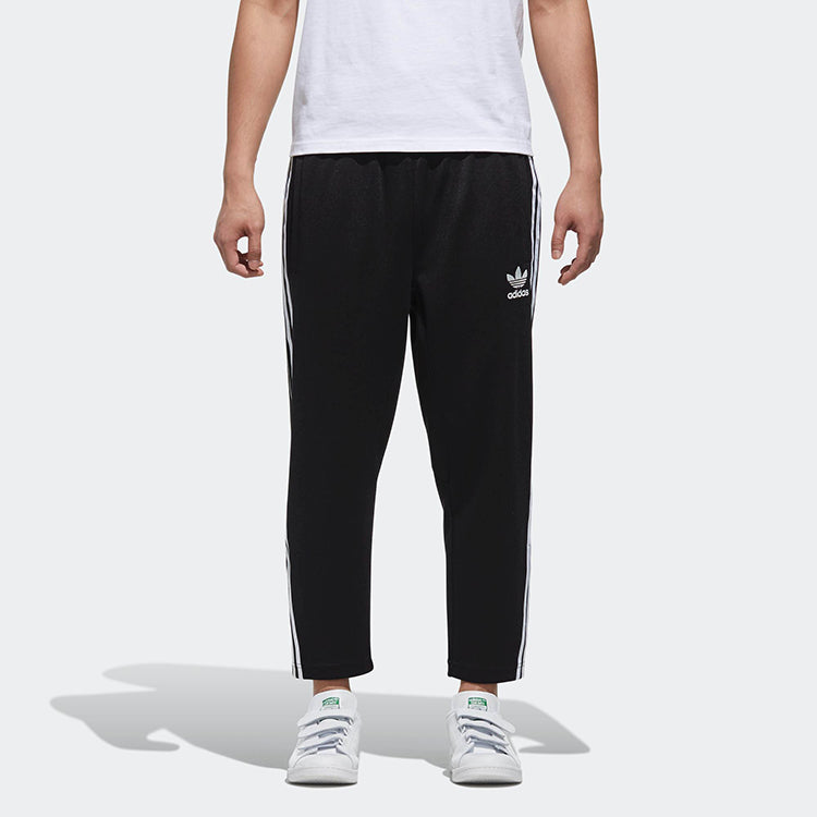 adidas originals Classic Stripe Loose Straight Cozy Casual Sports Pants Black DN8039
