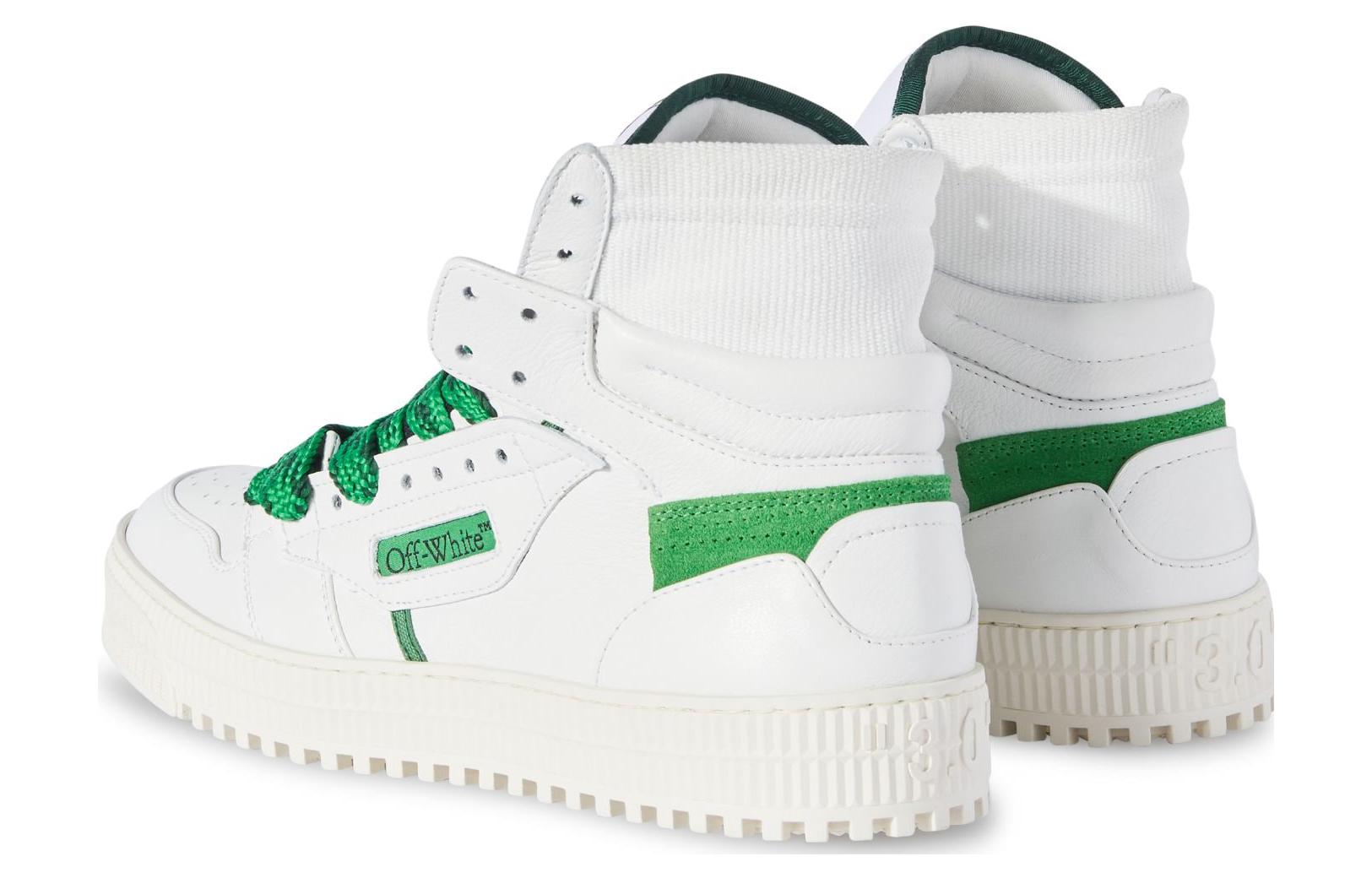 Off-White 3.0 Off Court Leather Sneakers 'White Green' OMIA065S24LEA0050155
