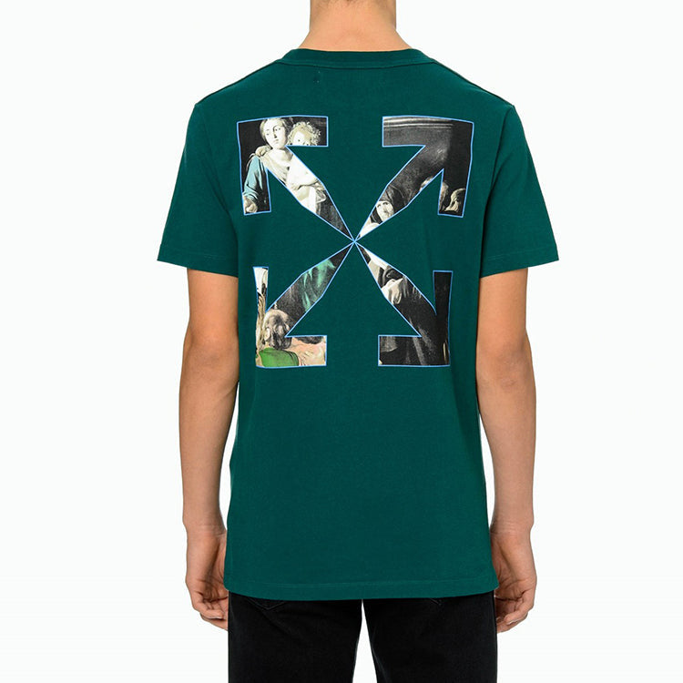 Off-White Caravaggio Painting Pattern Short Sleeve Loose Fit Green OMAA038E20JER0055710