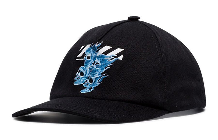 Off-White Black/Blue Flame Skull Applique Hat Men's Black OMLB008S19400017