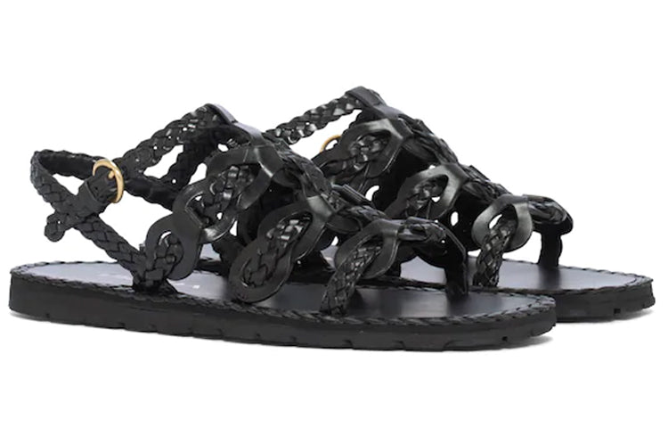 (WMNS) PRADA Braided Leather Sandals 'Black' 1X186M_027_F0002_F_A015