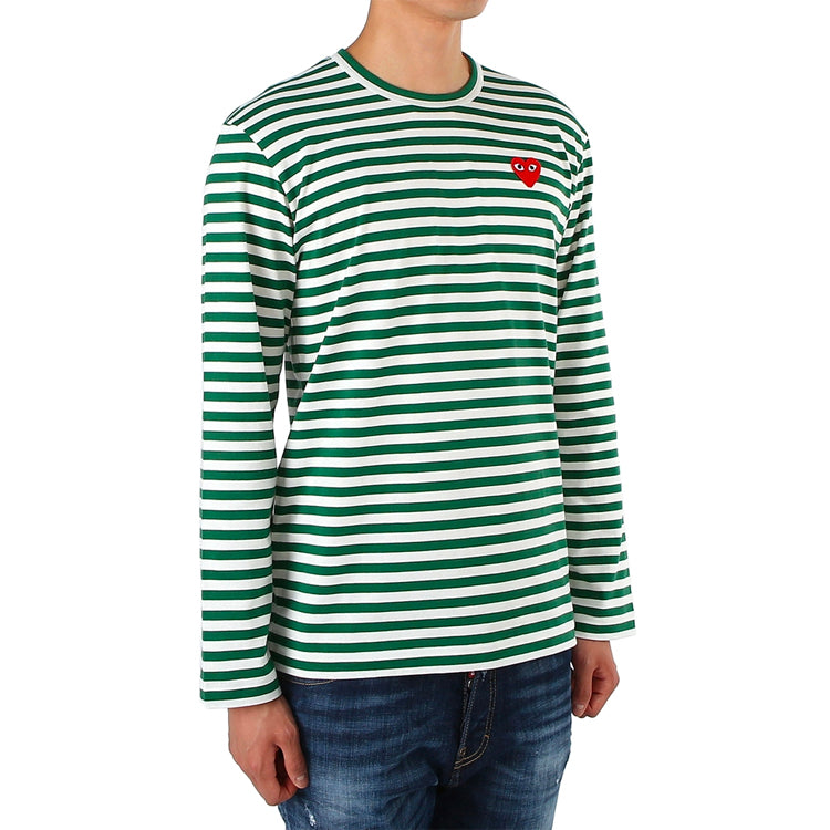 COMME des GARCONS PLAY Striped Long-Sleeve T-Shirt 'Green' AZ-T164-051-3