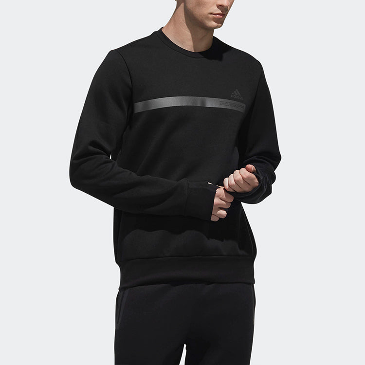 adidas Crew Swt Brand Printing Logo Round Neck Pullover Black DW4578