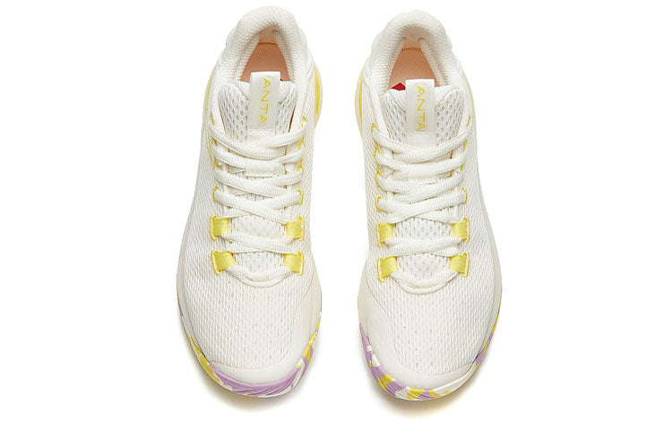 ANTA Light Cement Bubble 2 Cushioned Basketball Shoes 'White Yellow' 112221616-3