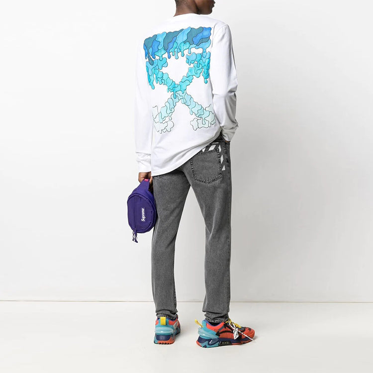 Off-White SS21 Arrows Pattern Printing Round Neck Long Sleeves Ordinary Version White OMAB001S21JER0060145