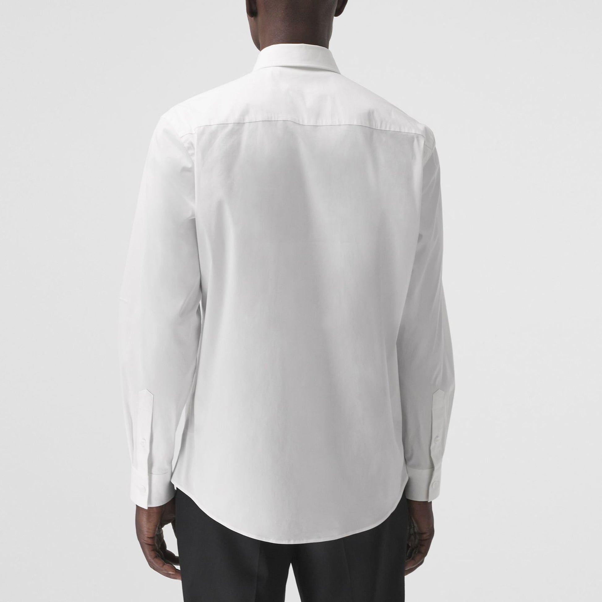 Burberry SS21 Logo Pattern Cotton Long Sleeve Shirt Male White 80430601