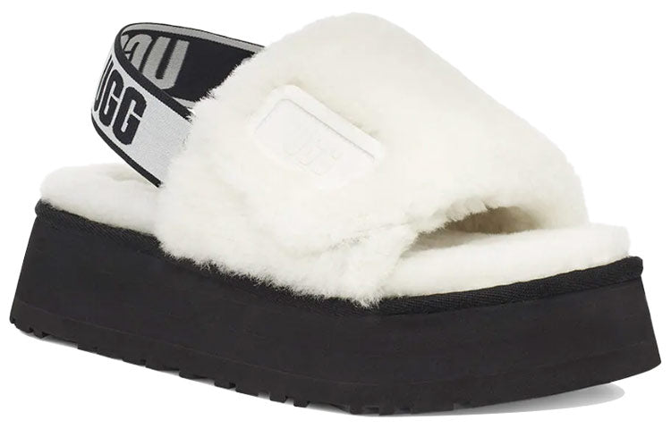 (WMNS) UGG Disco Slide Thick Sole White Slippers 1112258-WHT