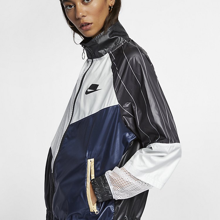 (WMNS) Nike Sportswear Jacket 'Black White Navy' AR3026-010
