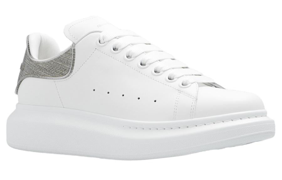 (WMNS) Alexander McQueen Oversized Leather Sneakers 'White Grey' 733010WICYK9075
