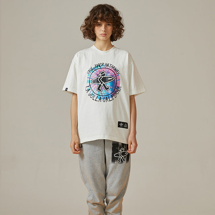 PJs Vigor Multi-Color Pattern Printing Short Sleeve Unisex White 20SSTS1020-P