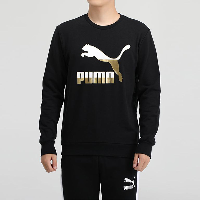 PUMA Classics Casual Printing Round Neck Black Gold Color 'Black Gold' 599296-51