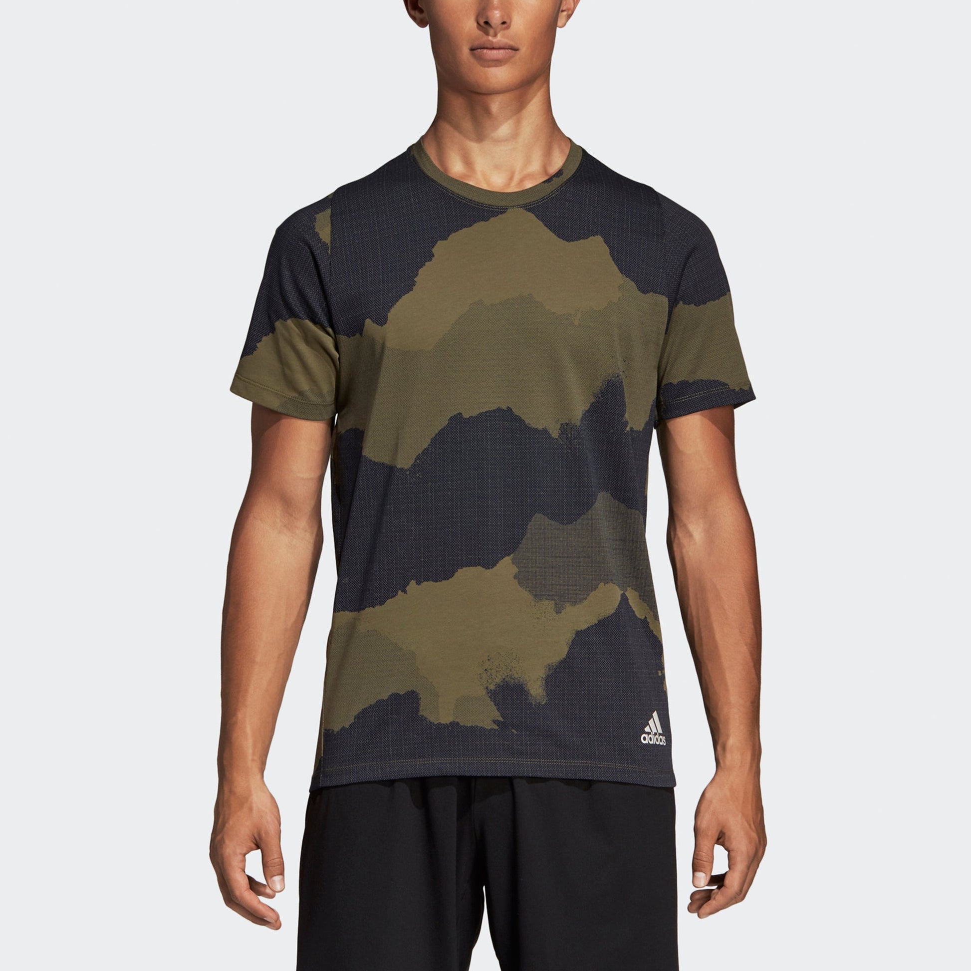 adidas Fl_tec Gf Cam Camouflage Casual Sports Breathable Short Sleeve Black DU0907