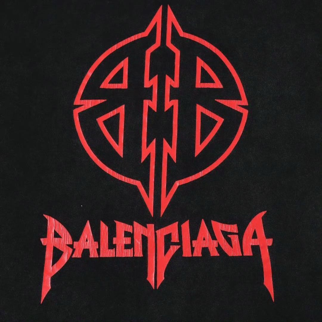 Balenciaga Metal BB Stencil T-shirt 'Black Red' 764235TPVI21568