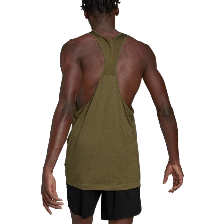 Men's adidas Solid Color Straight Round Neck Sports Olive Green Vest HC4436