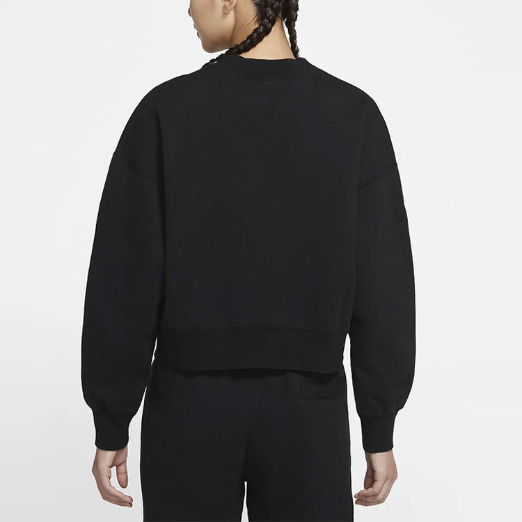 (WMNS) Air Jordan Flight Short Logo Round Neck Pullover Hoodie 'Black' CV7786-010