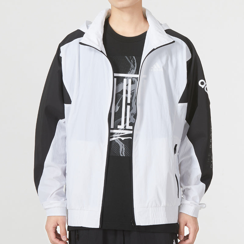 adidas Fi Bp2 Wvjk Contrasting Colors Logo Athleisure Casual Sports hooded Woven Jacket White HE7430