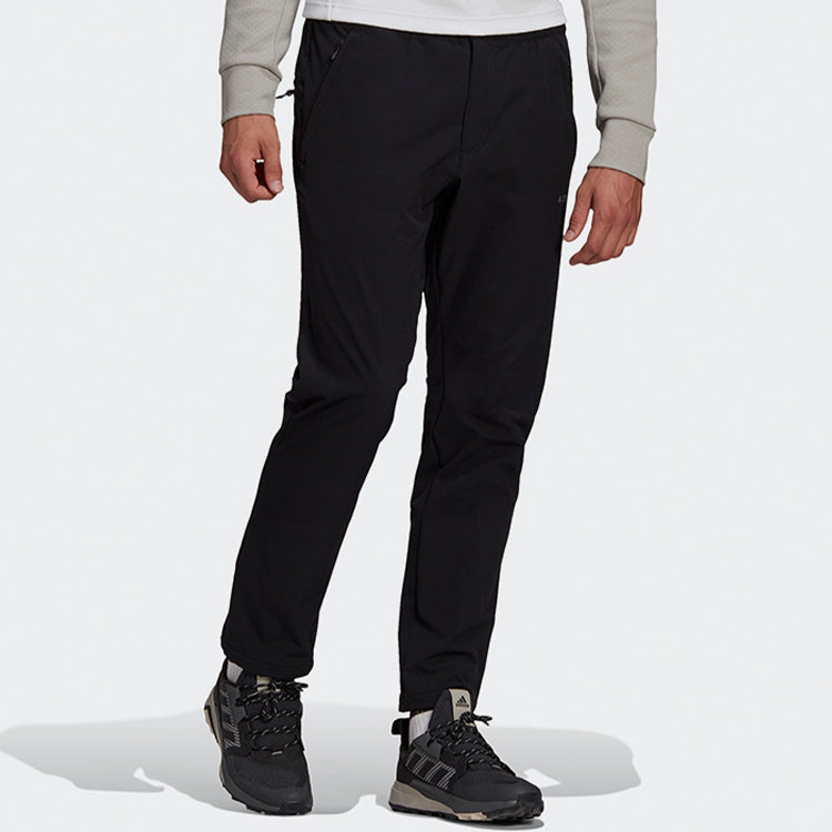 adidas Solid Color logo Outdoor Casual Long Pants Black GE9872