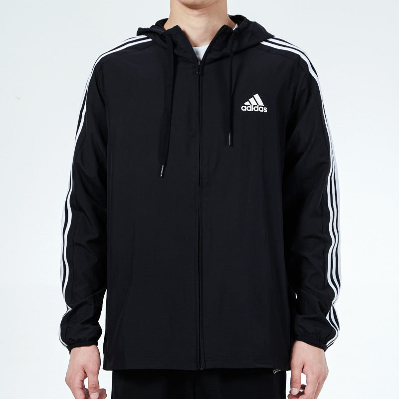 Men's adidas 3s Wb Training Sports Hooded Logo Jacket Autumn Black GV5256