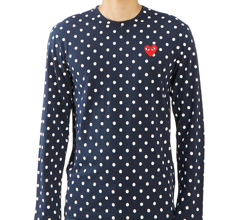 COMME des GARCONS PLAY Polka dots Printing Long Sleeves Tee 'Blue' AZ-T166-051-2