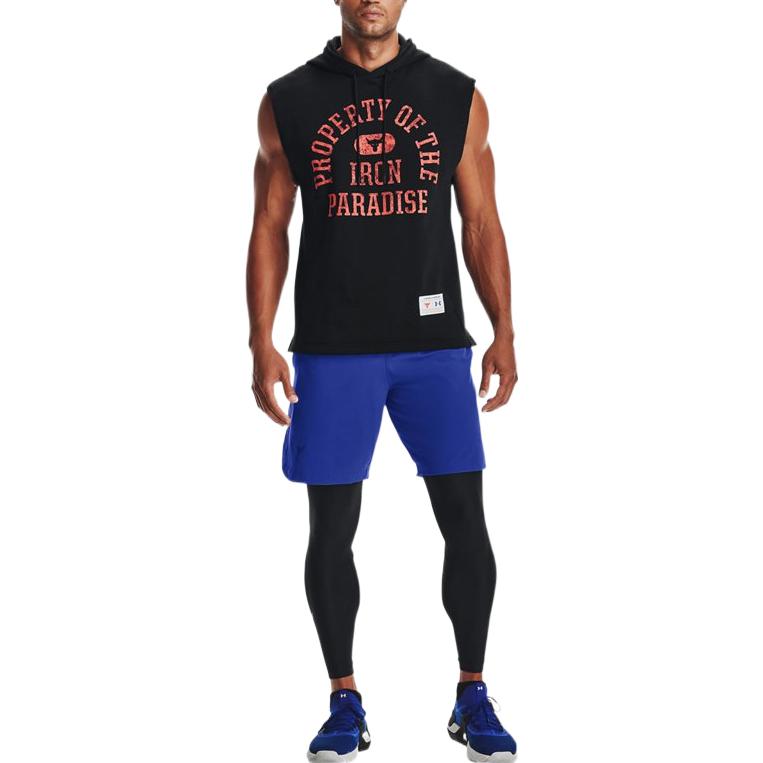 Under Armour Project Rock Sleeveless Hoodie 'Black Red' 1367034-001