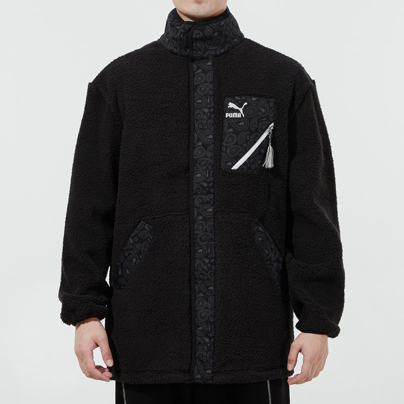 PUMA Unisex Paisley Imitation Lamb Wool Stand-up Collar Jacket Black 534984-01