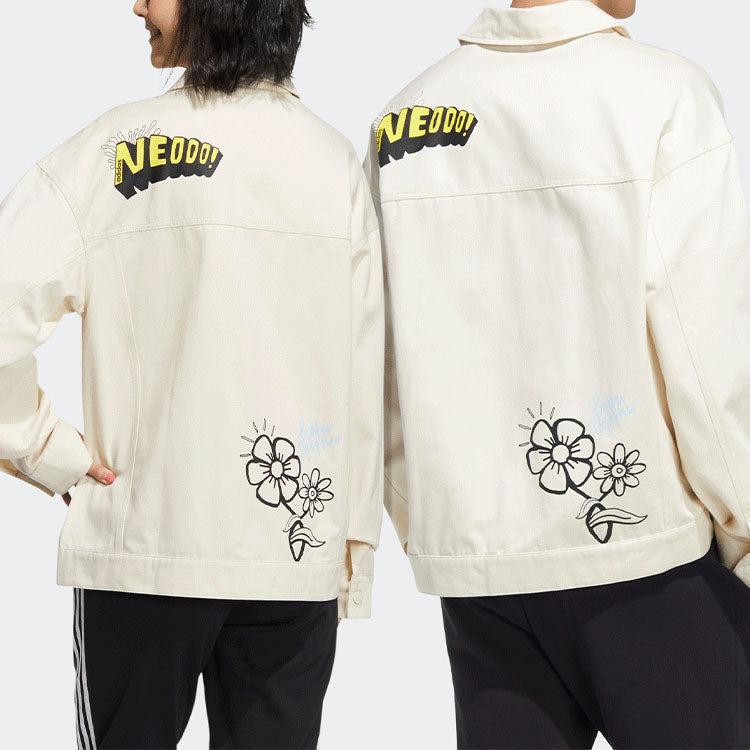 adidas neo Alphabet Printing Sports Jacket Couple Style Yellow White HM7435