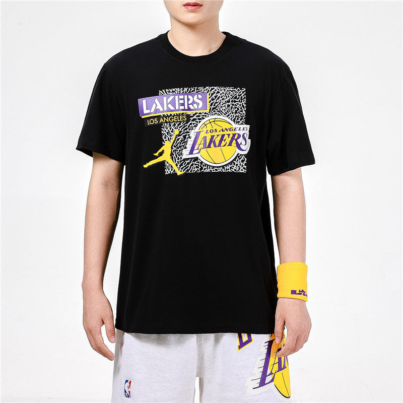 Air Jordan DRI-FIT NBA Los Angeles Lakers Printing Basketball Sports Round Neck Short Sleeve Black DA6629-010