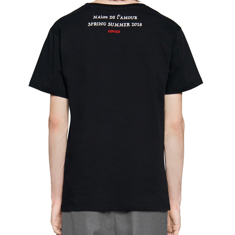 Men's Gucci Logo Printing Cotton Round Neck Short Sleeve Black T-Shirt 493117-X3N25-1082