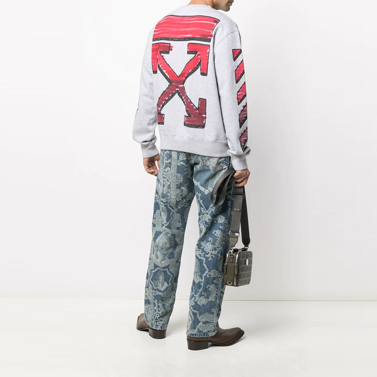 Off-White Unisex SS21 Logo Sweatshirt Gray OMBA025R21FLE0040825