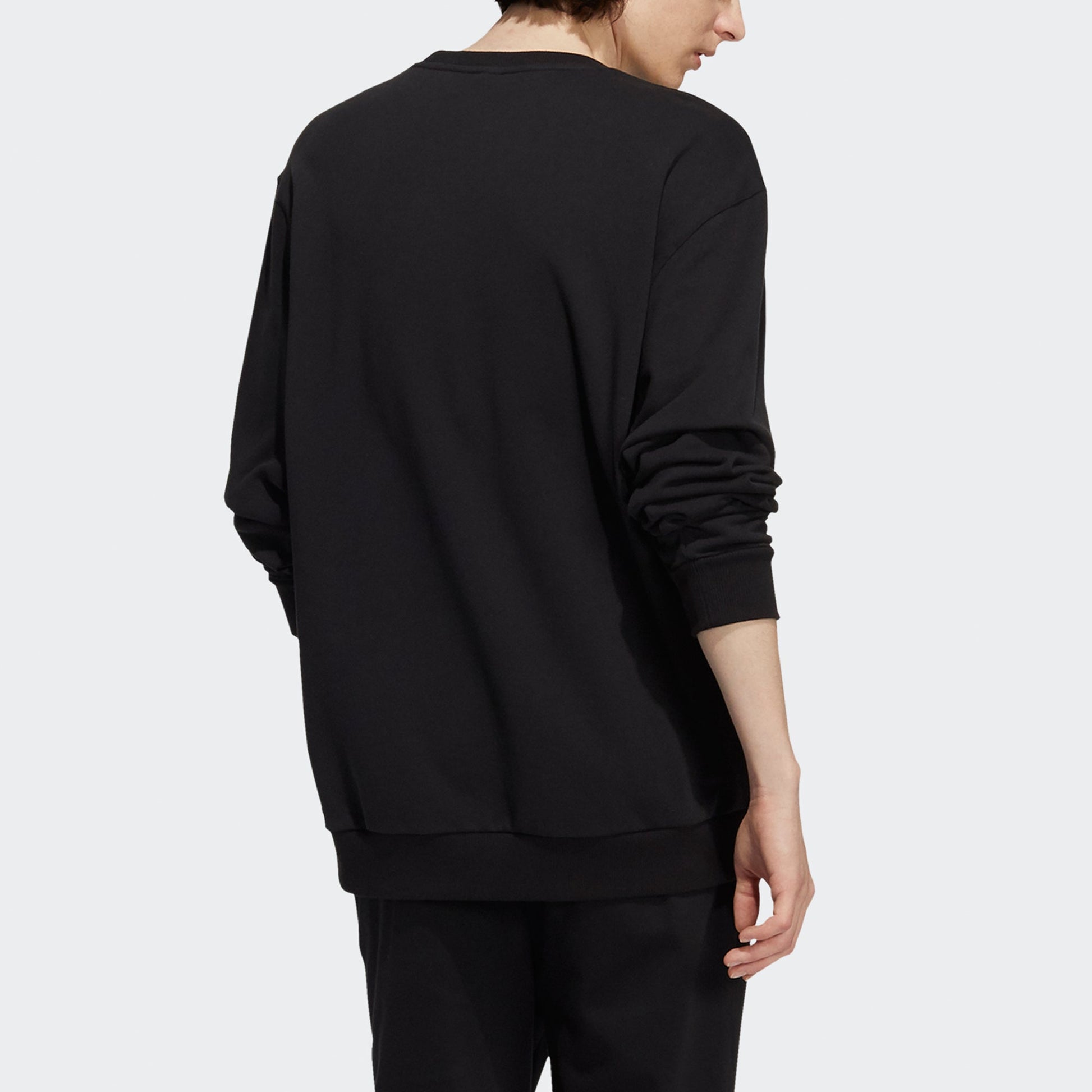 Men's adidas neo Ce C+ Swt Embroidered Logo Pullover Round Neck Sports Black H14216
