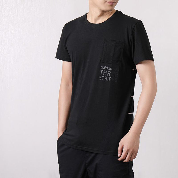adidas neo M Cs Pocket Tee Casual Breathable Round Neck Short Sleeve Black DU2366