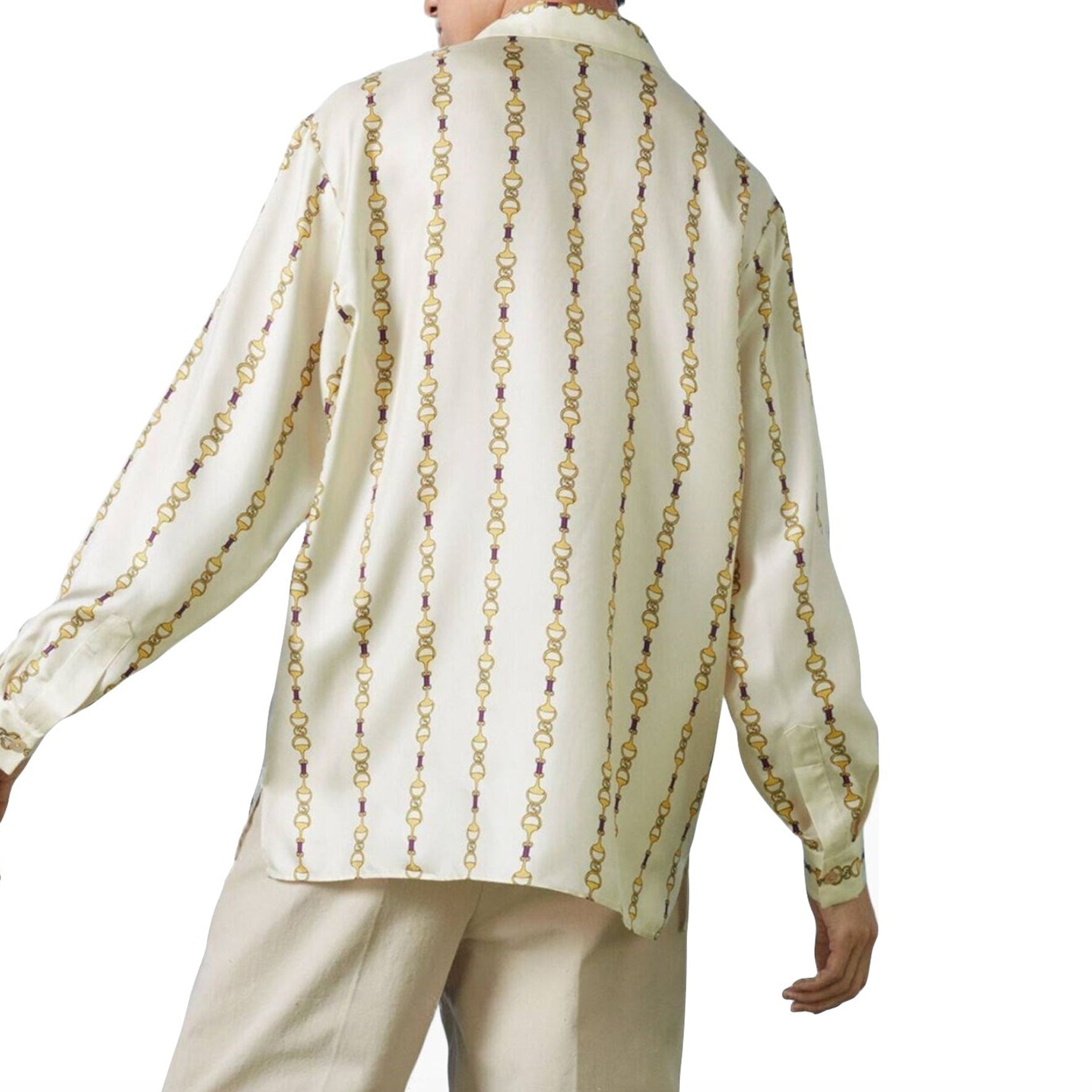 Gucci Interlocking G Horsebit Print Silk Shirt 'Ivory' 751446-ZANR7-9399