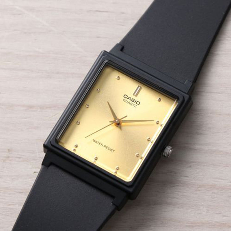 CASIO Quartz Waterproof Gold DialBlack Strap Mens GoldBlack Analog MQ-38-9A