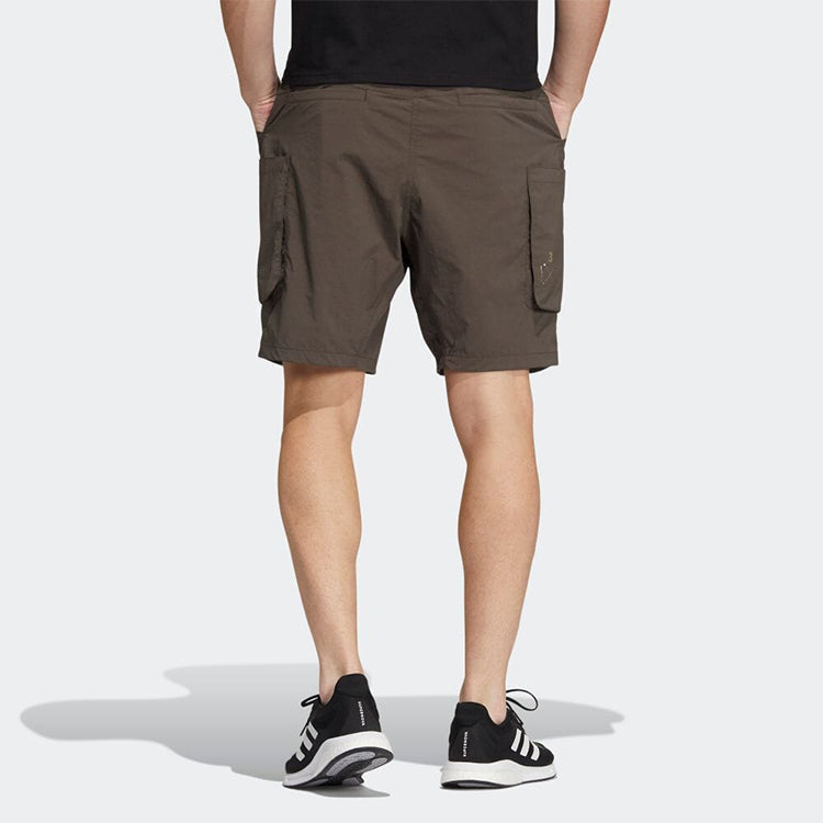 Men's adidas Solid Color Elastic Waistband Big Pocket Shorts Japanese Version Green HD0033