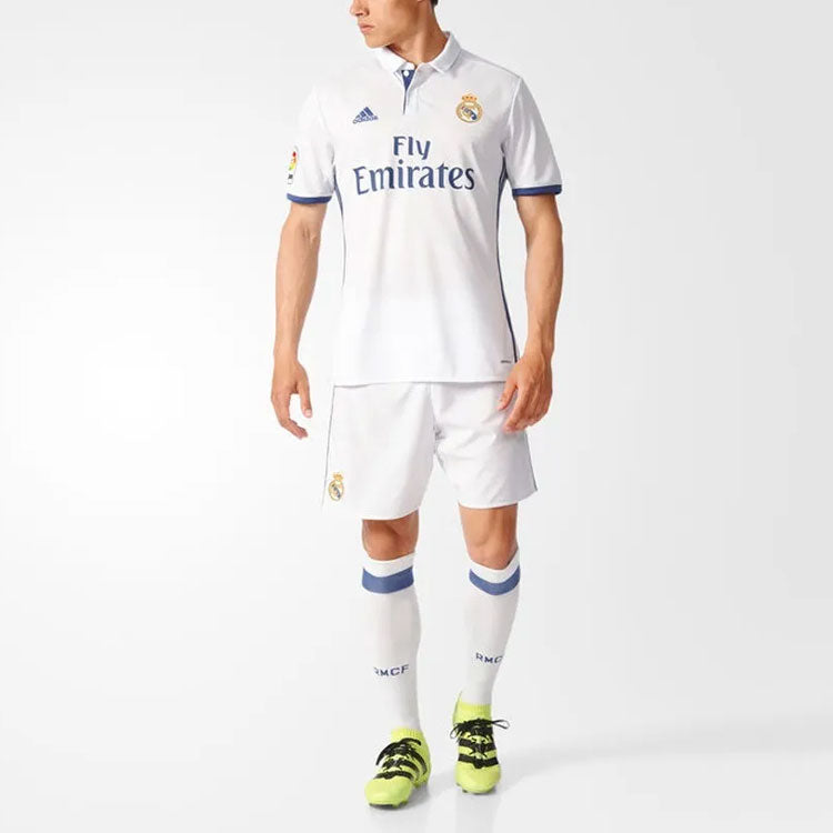adidas real Madrid 16-17 Season Fan Edition Home Alphabet Logo Stripe Sports Soccer/Football Short Sleeve Jersey White S94992